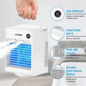 img 1 attached to 🌀 USB Rechargeable Portable Air Conditioner Fan with 3 Speeds, Quiet Desk Fan Air Cooler Fan, 400ml Water Tank, Cordless Personal Air Cooler with Handle for Home, Office, and Room