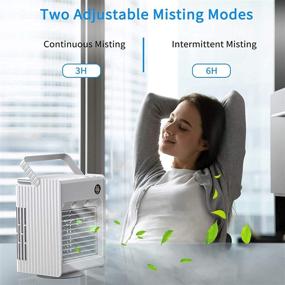 img 2 attached to 🌀 USB Rechargeable Portable Air Conditioner Fan with 3 Speeds, Quiet Desk Fan Air Cooler Fan, 400ml Water Tank, Cordless Personal Air Cooler with Handle for Home, Office, and Room