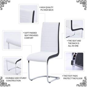 img 3 attached to 🪑 Set of 2 Modern Indoor Kitchen Chairs with Chrome Legs and Faux Leather, Ergonomic Design High Back Soft Padded Dining Chairs for Home Kitchen Apartment - 2 White Chairs