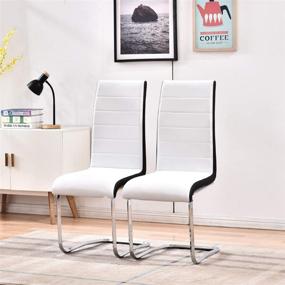 img 1 attached to 🪑 Set of 2 Modern Indoor Kitchen Chairs with Chrome Legs and Faux Leather, Ergonomic Design High Back Soft Padded Dining Chairs for Home Kitchen Apartment - 2 White Chairs