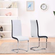 🪑 set of 2 modern indoor kitchen chairs with chrome legs and faux leather, ergonomic design high back soft padded dining chairs for home kitchen apartment - 2 white chairs logo