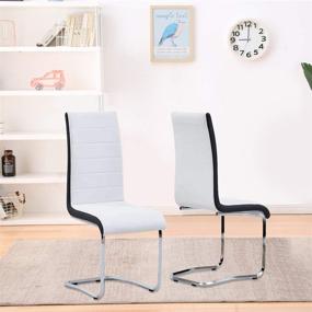 img 4 attached to 🪑 Set of 2 Modern Indoor Kitchen Chairs with Chrome Legs and Faux Leather, Ergonomic Design High Back Soft Padded Dining Chairs for Home Kitchen Apartment - 2 White Chairs