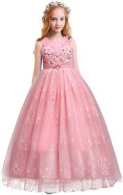 img 4 attached to 🌸 Exquisite Girls Flower Vintage Lace Princess Long Dress: Perfect for Tulle Pageants, Formal Parties, Weddings, Dance Floors & Evening Gowns!