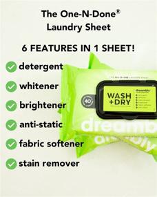 img 3 attached to 🌿 Dreambly Natural Laundry Detergent Sheets - Organic Hypoallergenic 6-in-1 Solution for Washer and Dryer: Detergent, Stain Remover, Whitener, Brightener, Fabric Softener, Anti-Static - One-N-Done | 40 Sheets, 1 Pack