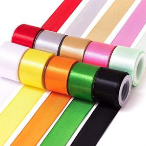 img 3 attached to 🎀 Tommot Colored Satin Ribbon: 10 Vibrant Colors, 1 Inch Width, 5 Yard/Roll - Ideal for Crafts, Bows, Gift Wrapping, Wedding Decor & More