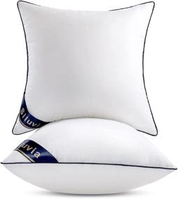 img 4 attached to 🛋️ Набор из 2 Siluvia 18x18 Вставки для подушек - 18-дюймовые декоративные вставки для дивана с 100% хлопковыми чехлами - Набор вставок для подушек на диван (2 штуки)