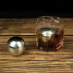 img 2 attached to 🥃 LUITON Metal Stainless Steel Ice Balls: Reusable Chilling Stones for Whiskey, Scotch, Vodka, Wine - 5.5cm A Pair