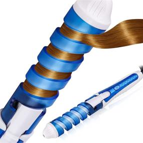 img 4 attached to 💙 Tomorotec Blue Ceramic Spiral Styler Curling Iron - Professional Hair Curler Curling Wand Waver Maker