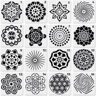 🌸 set of 16 mandala dot painting stencils templates for rocks, stone wall art, canvas, wood furniture, diy drawing, and art projects logo