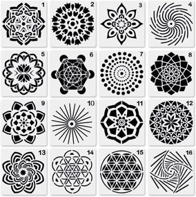 img 4 attached to 🌸 Set of 16 Mandala Dot Painting Stencils Templates for Rocks, Stone Wall Art, Canvas, Wood Furniture, DIY Drawing, and Art Projects