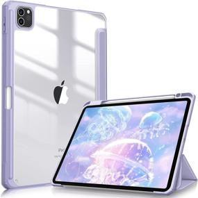 img 4 attached to Fintie Hybrid Case For IPad Pro 11-Inch (3Rd Generation) 2021 - [Built-In Pencil Holder] Shockproof Cover Clear Transparent Back Shell