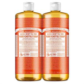 img 4 attached to 🌿 Жидкое мыло Dr. Bronner's Tea Tree Pure-Castile (32 унции, 2 штуки) - органическое, 18 в 1: против прыщей, перхоти, для стирки, для животных и посуды - концентрат, веганский.