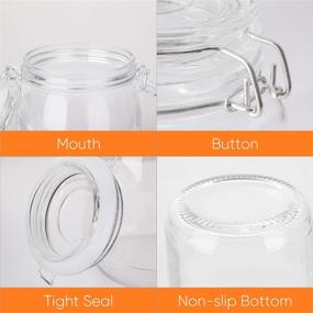 img 2 attached to 🍱 32oz Glass Kitchen Storage Canister Mason Jars with Lids - Airtight, Hinged Lid, Set of 4 for Canning, Cereal, Pasta, Sugar, Beans - Includes Labels & Chalk Marker