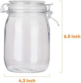 img 3 attached to 🍱 32oz Glass Kitchen Storage Canister Mason Jars with Lids - Airtight, Hinged Lid, Set of 4 for Canning, Cereal, Pasta, Sugar, Beans - Includes Labels & Chalk Marker