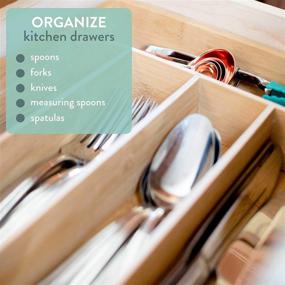 img 1 attached to 🗄️ Island Bamboo Drawer Organizer: Versatile Wooden Insert for Kitchen, Office & Jewelry - Efficient Utensil Tray, Silverware Holder, and Dividers