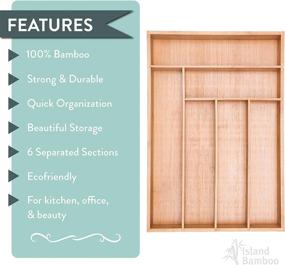 img 3 attached to 🗄️ Island Bamboo Drawer Organizer: Versatile Wooden Insert for Kitchen, Office & Jewelry - Efficient Utensil Tray, Silverware Holder, and Dividers