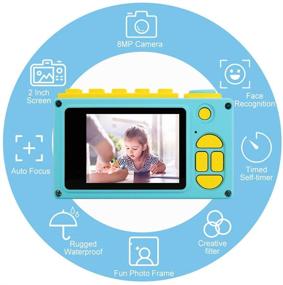 img 2 attached to Blue Waterproof Kids Camera - myFirst Camera 2 - Mini 8MP 1080P HD Camcorder with Free 16GB MicroSD Card, MicroSD Support Slot, Video Taking Function, and Preset Frames