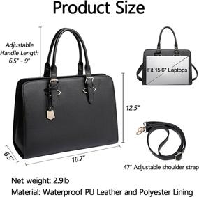 img 1 attached to 👜 Women's Extra Large Waterproof PU Leather Laptop Tote Bag for Work - Fits 15.6 Inch Laptops - Stylish Business Bag, Messenger Shoulder Bag, Teacher Tote Bag, Laptop Briefcase - Black