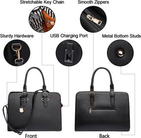 img 2 attached to 👜 Women's Extra Large Waterproof PU Leather Laptop Tote Bag for Work - Fits 15.6 Inch Laptops - Stylish Business Bag, Messenger Shoulder Bag, Teacher Tote Bag, Laptop Briefcase - Black