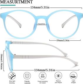 img 1 attached to 👓 Kids Blue Light Blocking Glasses 2-Pack for Girls & Boys, TR90 Round Frame Flexible and Sturdy, Anti-Eyestrain & Headache Reduction Computer Glasses for Kids Age 4-14 (Black & Blue)