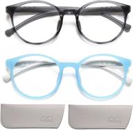 👓 kids blue light blocking glasses 2-pack for girls & boys, tr90 round frame flexible and sturdy, anti-eyestrain & headache reduction computer glasses for kids age 4-14 (black & blue) logo