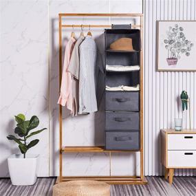 img 2 attached to 📦 Maximize Your Closet Space with YOUDENOVA Hanging Closet Organizers: 6-Shelf Storage Shelves and 3 Drawers in Grey