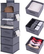 📦 maximize your closet space with youdenova hanging closet organizers: 6-shelf storage shelves and 3 drawers in grey логотип