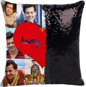 img 1 attached to 🎢 K T One Funny Sequin Pillow Case - Photo Memory Pillow Cover. Reversible Home Decorative Throw Pillow Covers with Glitter and Sparkle. 16x16 Inches.