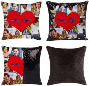 img 4 attached to 🎢 K T One Funny Sequin Pillow Case - Photo Memory Pillow Cover. Reversible Home Decorative Throw Pillow Covers with Glitter and Sparkle. 16x16 Inches.