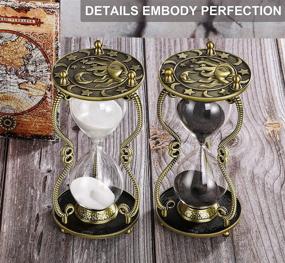 img 2 attached to Suliao Hourglass Sand Timer 60 Minute: Sun & Moon Engraving Brass Sand Clock, Elegant Metal Black Sand ⏳ Watch - Antique Reloj De Arena 1 Hora - Large 1 Hour Glass Sandglass for Office Desk Decor & Gift