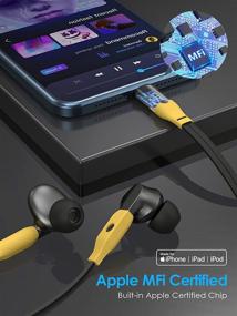 img 3 attached to 🎧 Наушники MOOU Lightning, сертифицированные MFi для iPhone 12 11 Pro Max X XS XR 8 Plus, шумоподавляющие вкладыши с микрофоном и контроллером - черные