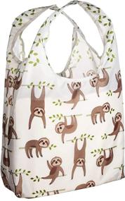 img 4 attached to O-WITZ Reusable Shopping Bag: Ripstop, Foldable, Pouch Included with Sloth Design