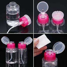 img 2 attached to 💅 Convenient 4-Pack 180ml Push Down Nail Polish Remover Dispenser - Pink & Clear