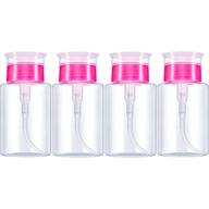 💅 convenient 4-pack 180ml push down nail polish remover dispenser - pink & clear logo