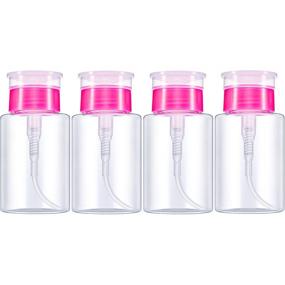 img 4 attached to 💅 Convenient 4-Pack 180ml Push Down Nail Polish Remover Dispenser - Pink & Clear