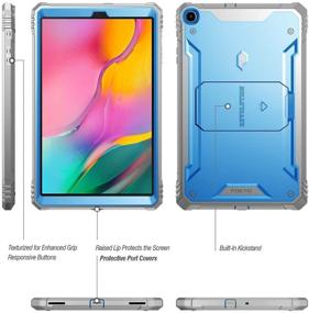 img 2 attached to 📱 Poetic Blue/Gray Rugged Case for Samsung Galaxy Tab A 10.1 (2019 Release) - Protective Shockproof Full Body Case with Kickstand, Revolutions, and Built-in-Screen Protector