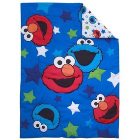 img 1 attached to 🍪 Sesame Street Elmo and Cookie Monster Awesome Buds 4 Piece Toddler Bed Set, Blue/Red/Green