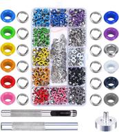 mezoom grommet kit 480 sets: 3/16 inch multi-color metal eyelets with transparent storage box - ideal for bag shoe clothes leather crafts diy projects | 12 colors available logo