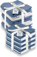 🍒 berryberri kitchen dish towels and dishcloths sets: 13 pack, blue, premium lint free cotton, ultra absorbent logo