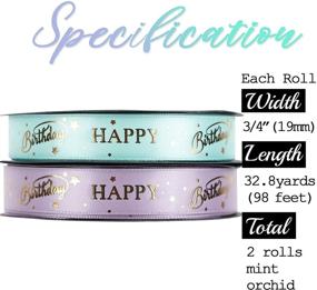 img 3 attached to 🎀 HUIHUANG Happy Birthday Ribbon Gold Satin Ribbon: Perfect for Gift Wrapping & Party Decorations - Aqua & Orchid, 64 Yards per Package