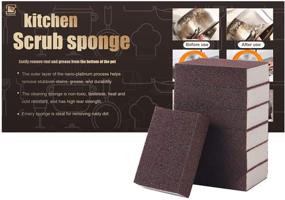 img 4 attached to 🧽 Foamworld 6Pcs Emery Nano Sponge | Powerful Carborundum Kitchen Cleaning Tool | No Odor | Durable & Thick | Just Add Water | Perfect for Descaling, Rust, Dish & Bathroom Cleaning Pads (Brown)