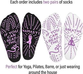 img 3 attached to Stay Balanced and Stylish with Yoga Socks for Women: Namaste, Breathe, and Sloth Designs with Non-Slip Grip