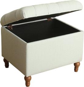 img 3 attached to 🏠 HomePop Upholstered Button Tufted Storage Ottoman: Stylish and Functional Hinged Lid Design