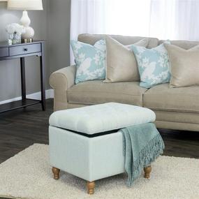 img 1 attached to 🏠 HomePop Upholstered Button Tufted Storage Ottoman: Stylish and Functional Hinged Lid Design