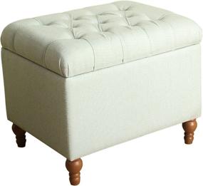 img 4 attached to 🏠 HomePop Upholstered Button Tufted Storage Ottoman: Stylish and Functional Hinged Lid Design