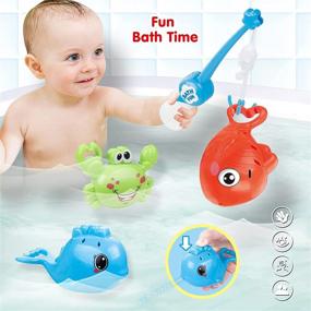 img 3 attached to 🦀 Dwi Dowellin BPA-Free Bath Toy Fishing Games with Net, No Mold Squirt Fishes and Crab, Water Table and Pool Bathtub Toy for Toddlers, Baby, Kids – Ages 1-6 Years, Girls, Boys