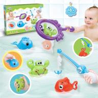 🦀 dwi dowellin bpa-free bath toy fishing games with net, no mold squirt fishes and crab, water table and pool bathtub toy for toddlers, baby, kids – ages 1-6 years, girls, boys logo