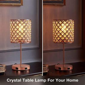 img 1 attached to 💎 Enhance Your Décor with the Elegant Crystal Table Lamp Touch Control - Rose Gold with 2 USB Ports, 3 Way Dimmable & Bulb Included - Perfect for Living Room, Bedroom, or Dining Room