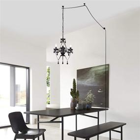 img 1 attached to 💡 Enhance Your Bedroom with a Small Black Plug-in Chandelier - 3 Light Crystals Chandelier Fixture