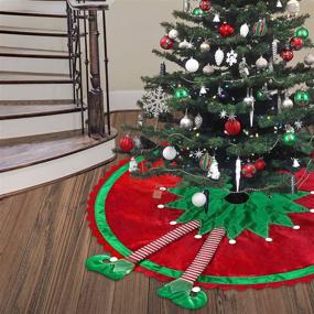 img 3 attached to 🎄 Enhance Your Christmas Tree Décor with Valery Madelyn's 48 inch Delightful Elf Tree Skirt: Legs and Ripple Trim Included!